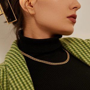 NEW 18K Gold Plated Circle Bar Toggle Chunky Link Chain Necklace